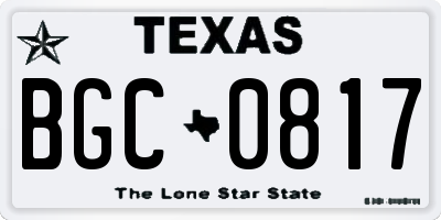 TX license plate BGC0817