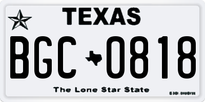 TX license plate BGC0818