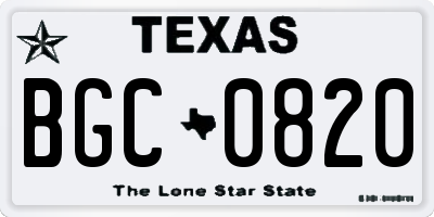 TX license plate BGC0820