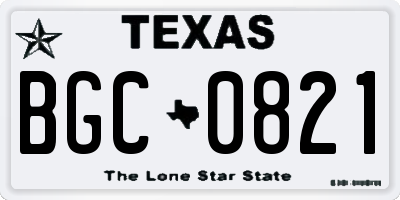 TX license plate BGC0821