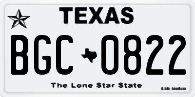 TX license plate BGC0822