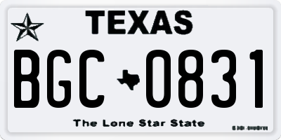 TX license plate BGC0831