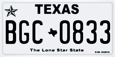 TX license plate BGC0833