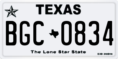 TX license plate BGC0834