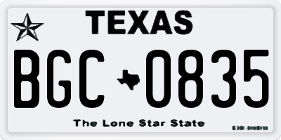 TX license plate BGC0835