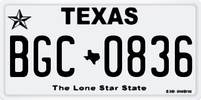 TX license plate BGC0836
