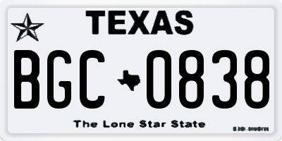 TX license plate BGC0838