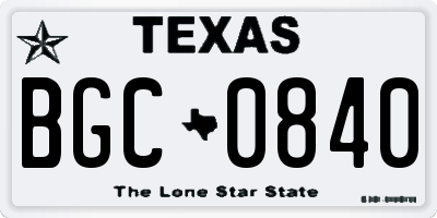 TX license plate BGC0840