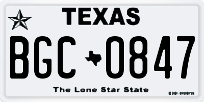 TX license plate BGC0847