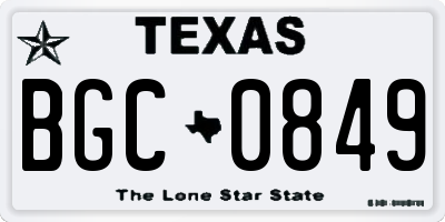 TX license plate BGC0849