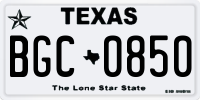 TX license plate BGC0850