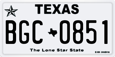 TX license plate BGC0851