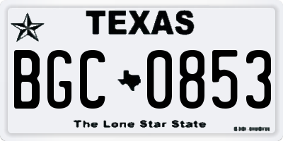 TX license plate BGC0853