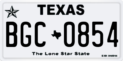 TX license plate BGC0854