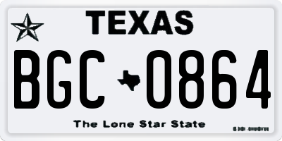 TX license plate BGC0864