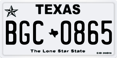 TX license plate BGC0865