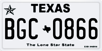 TX license plate BGC0866