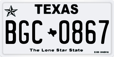 TX license plate BGC0867