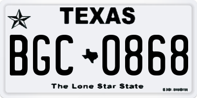 TX license plate BGC0868