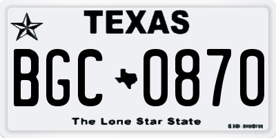 TX license plate BGC0870