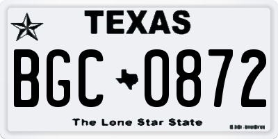 TX license plate BGC0872