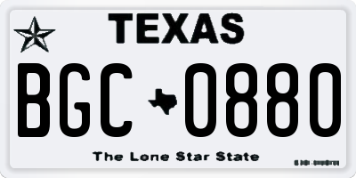 TX license plate BGC0880