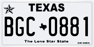 TX license plate BGC0881