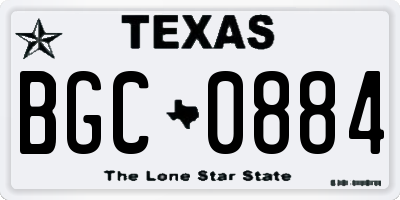 TX license plate BGC0884