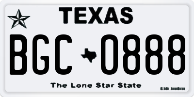 TX license plate BGC0888