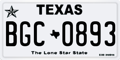 TX license plate BGC0893
