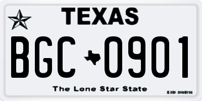 TX license plate BGC0901