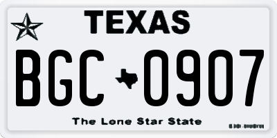 TX license plate BGC0907
