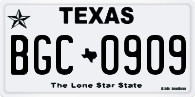 TX license plate BGC0909