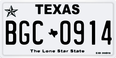 TX license plate BGC0914