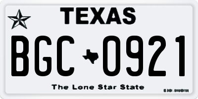 TX license plate BGC0921