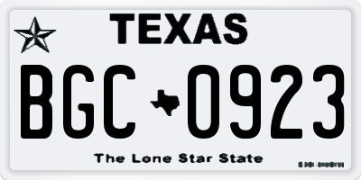 TX license plate BGC0923