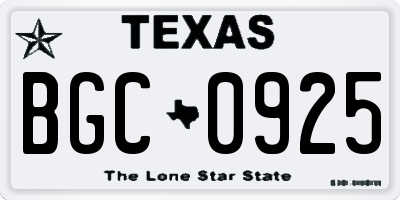 TX license plate BGC0925