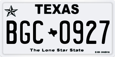 TX license plate BGC0927