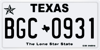 TX license plate BGC0931