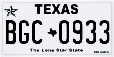 TX license plate BGC0933