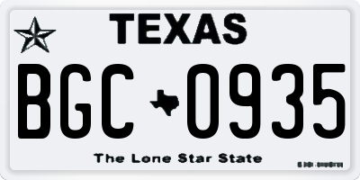 TX license plate BGC0935