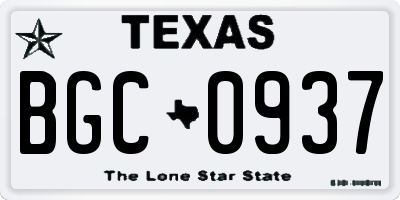 TX license plate BGC0937