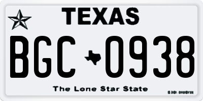 TX license plate BGC0938