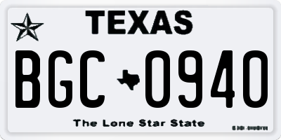 TX license plate BGC0940