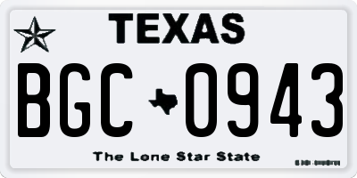 TX license plate BGC0943