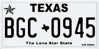 TX license plate BGC0945