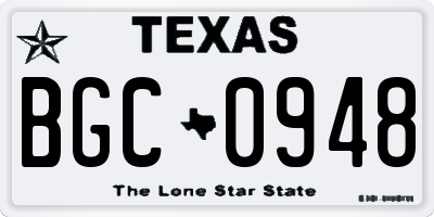 TX license plate BGC0948