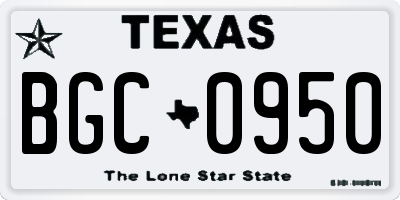 TX license plate BGC0950