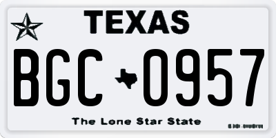 TX license plate BGC0957