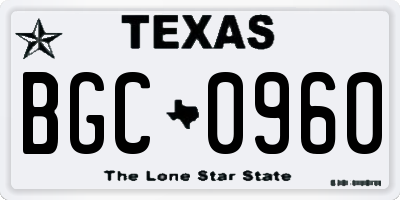 TX license plate BGC0960